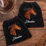 Bolsa protectora de estribos personalizada con foto de caballo y nombre Juego de 2 protectores ecuestres Regalo de cumpleaños para jinetes amantes de los caballos