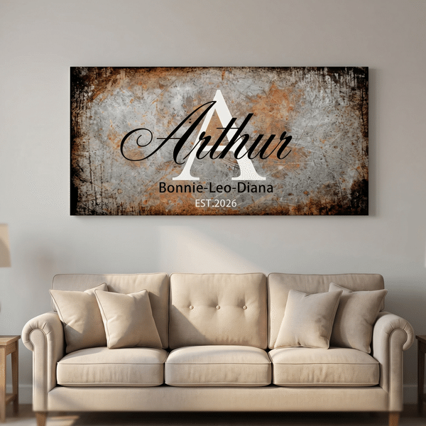 Personalised Family Sign Watercolor Canvas Paints with Name Ship from USA Wall Art Home Decor Gift for Family