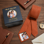 Corbata personalizada Papá Mi Héroe Foto Parche con Nombre Texto y Caja de Regalo Cumpleaños Aniversario Día del Padre Regalo para Padre Hombre