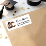 Gorro de Graduación Personalizado Oso Inicial Impermeable Etiquetas Adhesivas con Nombre y Texto DIY Decoración Fiesta de Graduación Favor para Graduados