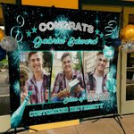 Personalised Congrats 3 Graduation Photos Multicolor Banner with Name Year and School Name Party Backdrop Decor Graduation Gift for Graduates