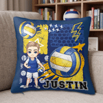 Personalised Volleyball Cartoon Character Cushion Cover with Name and Number Home Decor Anniversary Birthday Gift for Volleyball Players