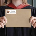 Gorro de Graduación Personalizado Oso Inicial Impermeable Etiquetas Adhesivas con Nombre y Texto DIY Decoración Fiesta de Graduación Favor para Graduados
