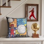 Personalized Volleyball Cartoon Character Throw Pillow Cover with Name and Number Home Decor Anniversary Birthday Gift for Volleyball Players