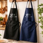 Personalized Multicolour Baking Kitchenware Pattern Waterproof Chef Apron with Pockets and Name Father's Day Birthday Gift for Cooking Baking Lovers