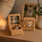 Personlig 3D-katt hund avatar kjæledyr foto tre oppbevaringsboks med gravert navn tekst og glassflaske minne bursdag sympati gave for tap av kjæledyr
