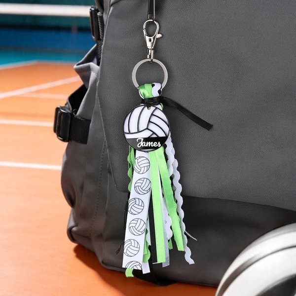 Portachiavi personalizzato con charm sportivo a forma di palla con etichetta per zaino Nome Uso quotidiano Regalo di compleanno della squadra per atleti Adolescenti Bambini Studenti