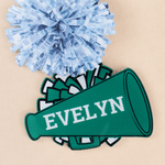 Megáfono personalizado Pom Pom Cheerleading Llavero con nombre Bolsa de deporte Charm Cheer Camp Cheer Práctica Regalo para Cheerleader Equipo