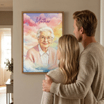 Personalised Rainbow Floral Watercolor Photo Giclee Canvas Prints Home Decor Memorial Gift for Pet Lover Family