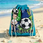 Sac à cordon personnalisé avec nom Sac de voyage pour les amoureux du football Cadeau d'anniversaire pour les amoureux du football