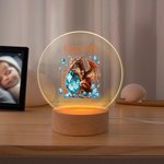 Henkilökohtainen lohikäärme syntymäkivi akryyli LED yövalo puinen pohja ja nimi Nursery Decor Baby Shower syntymäpäivälahja lapsille