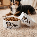 Personalized Paw Pattern Pet Portrait Ceramic Pet Bowl with Name Daily Use Birthday Gift for Pet Lovers Friends