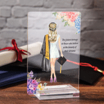 Personalized Graduation Girl Boy Acrylic Plaque Floral Keepsake with Name Text and Class of 2026 Gift for Graduates