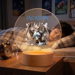 Henkilökohtainen lohikäärme syntymäkivi akryyli LED yövalo puinen pohja ja nimi Nursery Decor Baby Shower syntymäpäivälahja lapsille