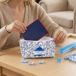 Personalized Chinoiserie Mahjong Tiles Pouch Makeup Bag with Text Travel Accessory Birthday Gift for Mahjong Lovers
