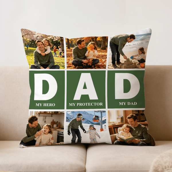 Gepersonaliseerd Papa Ontwerp 6 Foto's Zacht Kussenhoes Home Decor Gelukkige Vaderdag Cadeau voor Vader Man