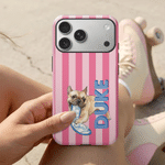 Funda personalizada con foto a rayas retro para iPhone o Samsung con nombre Uso diario Regalo de cumpleaños para un amigo de la familia