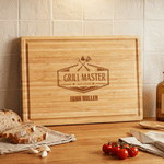 Personalized BBQ Grill Master FSC Charcuterie Bamboo Cutting Board with Name and Date Housewarming Wedding Birthday Gift for Family Friends