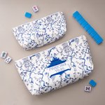Personalized Chinoiserie Mahjong Tiles Pouch Makeup Bag with Text Travel Accessory Birthday Gift for Mahjong Lovers