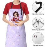 Personalised Baking Cartoon Character Adult Apron with Name and Pockets Daily Cooking Mother's Day Holiday Gift for Mom Grandma