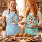 Personalised Baking Cartoon Character Adult Apron with Name and Pockets Daily Cooking Mother's Day Holiday Gift for Mom Grandma