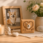 Personlig 3D-katt hund avatar kjæledyr foto tre oppbevaringsboks med gravert navn tekst og glassflaske minne bursdag sympati gave for tap av kjæledyr