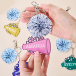 Megáfono personalizado Pom Pom Cheerleading Llavero con nombre Bolsa de deporte Charm Cheer Camp Cheer Práctica Regalo para Cheerleader Equipo
