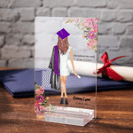 Personalized Graduation Girl Boy Acrylic Plaque Floral Keepsake with Name Text and Class of 2026 Gift for Graduates