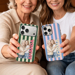 Funda personalizada con foto a rayas retro para iPhone o Samsung con nombre Uso diario Regalo de cumpleaños para un amigo de la familia