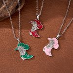 Personalised Cowgirl Hat Boot Birthstone Necklace Dainty Jewellery Birthday Anniversary Gift for Woman Family Friend