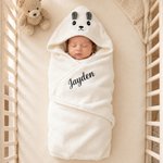 Personlig söt badhandduk med djurhuva och namn perfekt som unik födelsedagspresent eller dopgåva till nybliven mamma