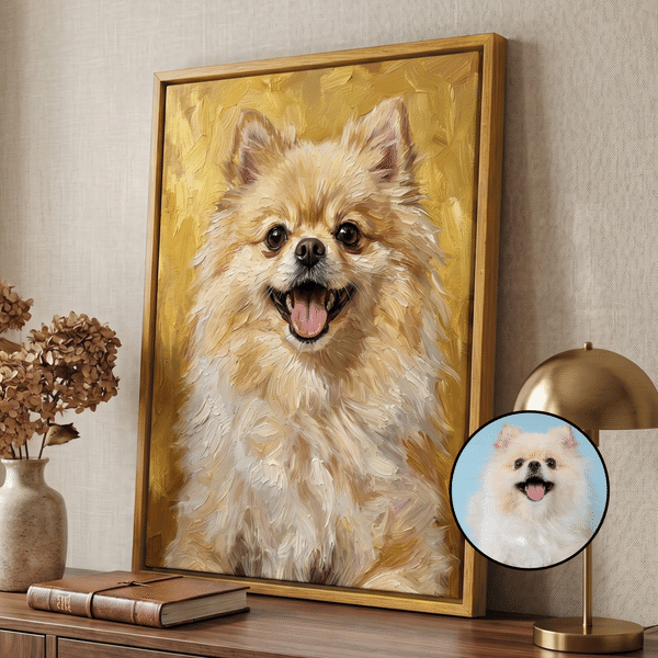 Personalised Painting Texture Style Pet Photo Canvas Prints with Name Home Decor Ship from USA Birthday Gift for Pet Lovers