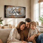 Personalized Family Sign Watercolour Canvas Paints with Name Wall Art Home Decor Gift for Family