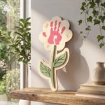 Personalised 1-2 Flower Handprints Wooden Sign with Name and Text Birthday Mother's Day Gift for Mom Women