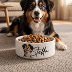 Personalized Paw Pattern Pet Portrait Ceramic Pet Bowl with Name Daily Use Birthday Gift for Pet Lovers Friends