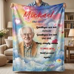 Personalised Photo Rainbow Heart Paw Print Soft Throw Blanket with Name and Year Home Decor Sympathy Memorial Gift for Pet Owner Family