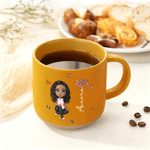 Personalized Cartoon Character Birth Flower Ceramic Mug with Name Daily Drinking Birthday Gift for Mom Friend