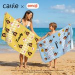 Asciugamano da spiaggia personalizzato Multicolore emoji Funny Face Photo Quick Dry con nome Regalo di festa in piscina per la famiglia e gli amici | Callie × emoji ™