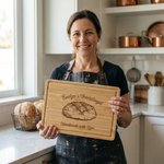 Personalized Engraved Name Sourdough Pattern Charcuterie Cutting Board with Juice Groove Kitchen Decor Ship from USA Birthday Gift for Bakers Family