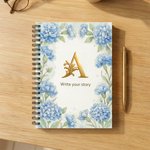Personlig fødselsblomst Golden Initial Spiral A5 notatbok med tekst Bursdag Morsdagsgave til mamma Venn