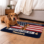 Personalizado 250 Años de Aniversario Estados Unidos 3D Cartoon Pet Doormat con Nombre Home Decor Independence Day Celebration Gift for Dog Lovers