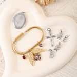 Personalized Birthstone Birth Flower Locket Angel Wings Bag Charm Birthday Wedding Bridal Shower Gift for Bridesmaid Girl Woman