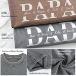Personalised Dad Text Design Soft Distressed 100% Cotton T-shirt with 1-4 Names Daily Wear Father's Day Birthday Gift for Father