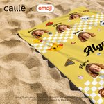 Asciugamano da spiaggia personalizzato Multicolore emoji Funny Face Photo Quick Dry con nome Regalo di festa in piscina per la famiglia e gli amici | Callie × emoji ™