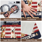 Personalizado 250 Años de Aniversario Estados Unidos 3D Cartoon Pet Doormat con Nombre Home Decor Independence Day Celebration Gift for Dog Lovers