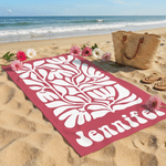 Personalized Retro Flower Quick Dry Beach Towel with Name Outdoor Beach Party Essential Birthday Gift for Her