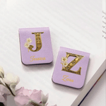 Personalized Multicolor Birth Flower Magnetic PU Leather Bookmark with Name and Initial Daily Use Library Bookish Gift for Girl Woman Book Lover