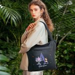Sac à Main en Velours Côtelé Personnalisé avec Nom Fleur de Naissance Personnage Dessin Animé Cadeau Anniversaire Fête des Mères pour Femmes Filles