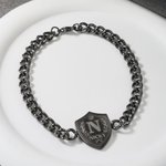 Personalizada Corona Escudo Escudo Pulsera Inicial con Nombre Día del Padre Cumpleaños Regalo para Padre Hombre