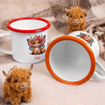 Personalisierte Geburt Monat Hochland Kuh 12 oz Emaille Becher mit Namen täglichen Gebrauch Geburtstag Geschenk für Kinder